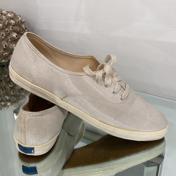 Keds Canvas Crosshatch Snicker in Cream Pearl Silver Sparkle size 10 - Picture 7 of 16